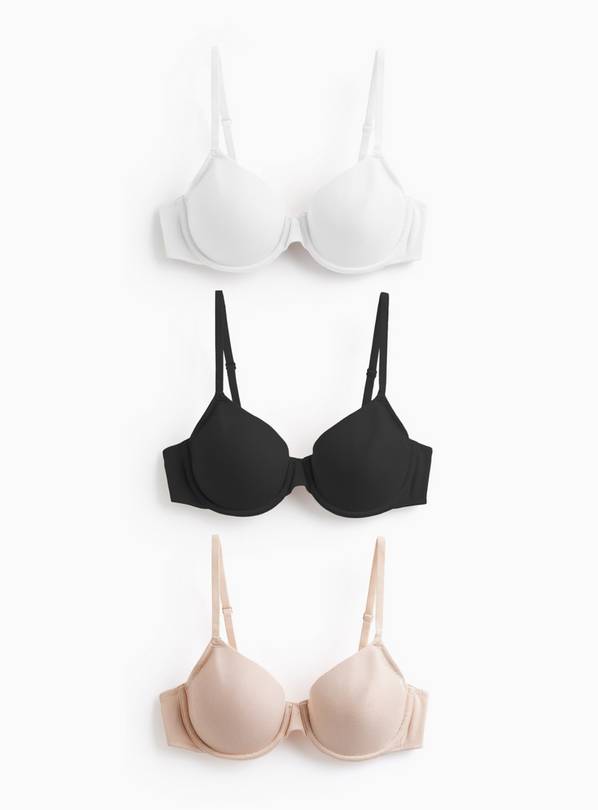 Plain Underwired Full Cup Bra 3 Pack 34B